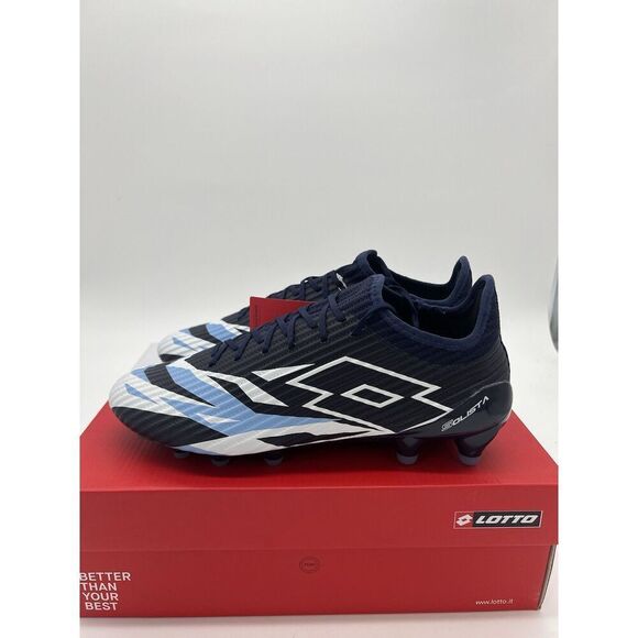 Lotto Solista 200 VI FG Soccer Cleats Size 7.5 New Navy Blue White Cornflower